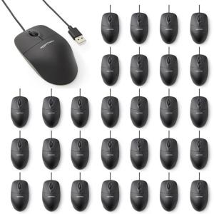 imageAmazon Basics 3Button Wired USB Computer Mouse Black  Pack of 3030Pack