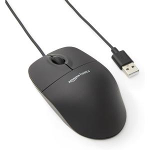 imageAmazon Basics 3Button Wired USB Computer Mouse Black  Pack of 30Single