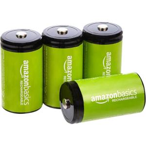 imageAmazon Basics 4Pack Rechargeable C Cell NiMH Batteries 5000 mAh Recharge up to 1000x Times PreChargedD Cell HR20