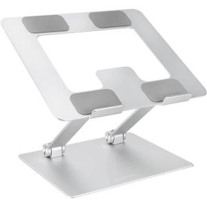 imageAmazon Basics Ergonomic and Foldable Laptop Stand for Desk Adjustable Riser Fits all Laptops and Notebooks up to 173 Inch 10 x 87 x 6 in Silver