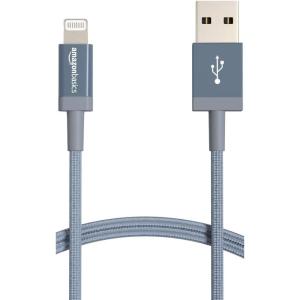 imageAmazon Basics Fast Charging USBA to Lightning Nylon Braided Charger Cable MFi Certified for Apple iPhone and iPad Durable 3 Foot Dark GrayDark Gray