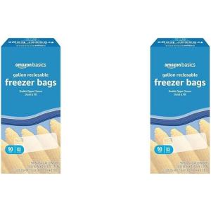 imageAmazon Basics Freezer Gallon Bags 90 Count Previously SolimoGallon 90 Count Pack of 2