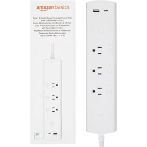 imageAmazon Basics Rectangle Smart Plug Power Strip with 6 Individually Controlled Outlets and 3 USB Ports 2 USBA and 1 USBC Works with Alexa Only 24 GHz WiFi No Hub Required White3 Individually Controlled Outlets and 2 USB Ports 1 USB C