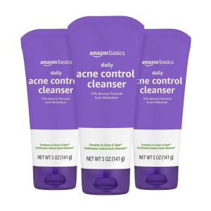 imageAmazon Basics Acne Cleanser Face Wash  Daily Control Maximum Strength 10 Benzoyl Peroxide 5 Ounce5 Ounce Pack of 3