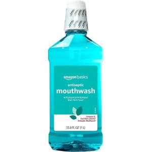 imageAmazon Basics Antiseptic Mouthwash Blue Mint 1 Liter 338 Fluid Ounces 1Pack Previously Solimo338 Ounce Pack of 1