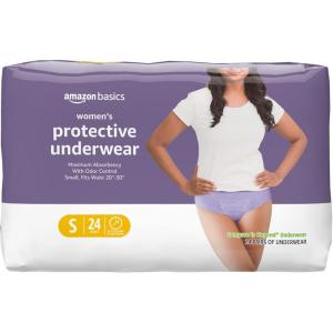 imageAmazon Basics Incontinence Underwear for Women Protective Disposable Postpartum Maximum Absorbency Large Lavender 54 Count 3 Packs of 18Small