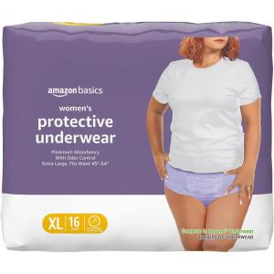 imageAmazon Basics Incontinence Underwear for Women Protective Disposable Postpartum Maximum Absorbency Large Lavender 54 Count 3 Packs of 18XLarge