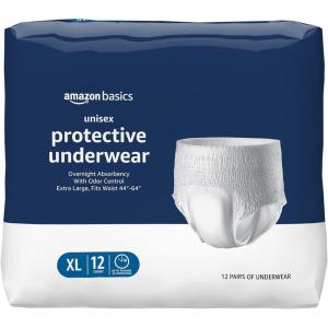 imageAmazon Basics Unisex Protective Underwear Overnight Absorbency Extra Large 12 Count 1 Pack of 12Extra Large