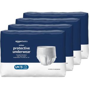 imageAmazon Basics Unisex Protective Underwear Overnight Absorbency Extra Large 12 Count 1 Pack of 12SmallMedium Pack of 4