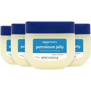 imageAmazon Basics Petroleum Jelly White Petrolatum Skin Protectant Unscented 75 oz 4Pack Previously Solimo75 Ounce Pack of 4