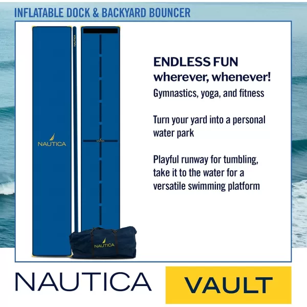 Nautica Inflatable Dock and Backyard Bouncer  Vault  Floating Dock Gymnastics Tumbling Mat Summer Activities Swim Platform Complete Package with Mat Air Pump Travel Bag and Accessories