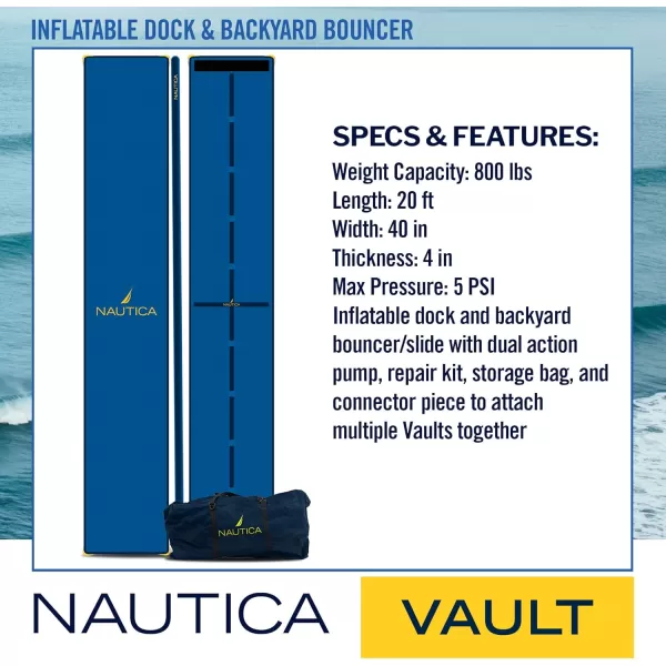 Nautica Inflatable Dock and Backyard Bouncer  Vault  Floating Dock Gymnastics Tumbling Mat Summer Activities Swim Platform Complete Package with Mat Air Pump Travel Bag and Accessories