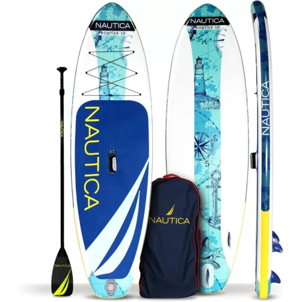 Inflatable Paddle Board Nautica Frontier 10  Portable Paddle Board Package with Inflatable SUP Board Paddle Hand Pump Ankle Leash Dry Pouch Repair Kit and Storage Backpack