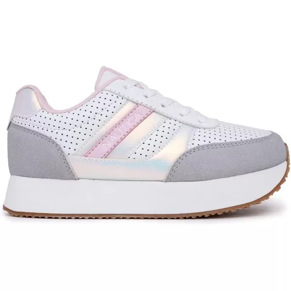 Nautica Girls Fashion Shoe  Trendy LowTop Tennis Sneakers with Stylish Fashion Blend for Big  Little Kids LaceUp and SlipOnWhite Iridescent Greyplatform