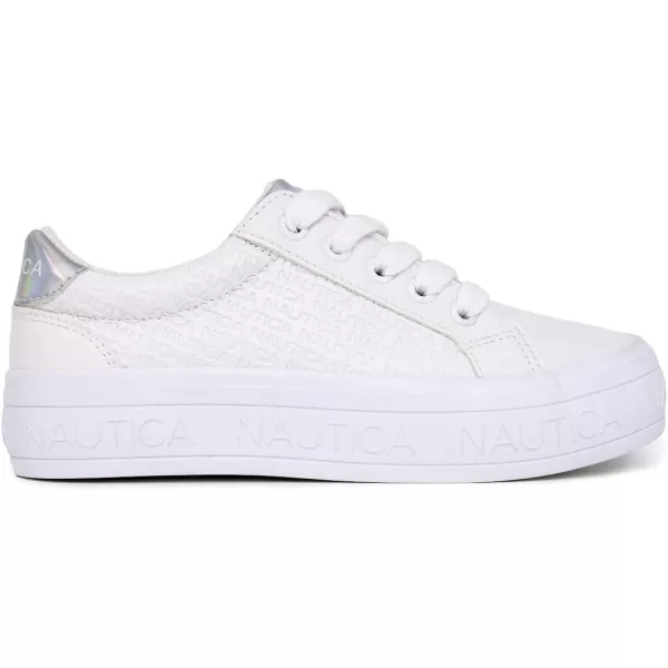 Nautica Girls Fashion Shoe  Trendy LowTop Tennis Sneakers with Stylish Fashion Blend for Big  Little Kids LaceUp and SlipOnWhite Iridescentplatform