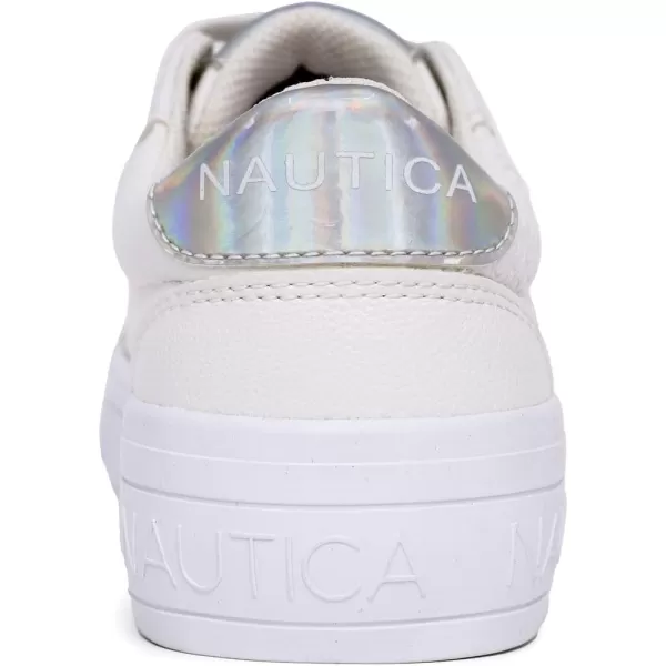 Nautica Girls Fashion Shoe  Trendy LowTop Tennis Sneakers with Stylish Fashion Blend for Big  Little Kids LaceUp and SlipOnWhite Iridescentplatform