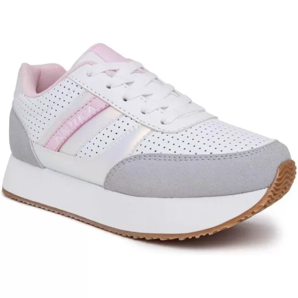 Nautica Girls Fashion Shoe  Trendy LowTop Tennis Sneakers with Stylish Fashion Blend for Big  Little Kids LaceUp and SlipOnWhite Iridescent Greyplatform