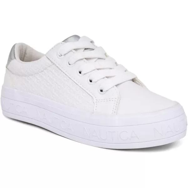 Nautica Girls Fashion Shoe  Trendy LowTop Tennis Sneakers with Stylish Fashion Blend for Big  Little Kids LaceUp and SlipOnWhite Iridescentplatform