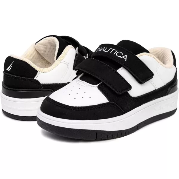 Nautica Kids Double Strap Sneakers  Casual Athletic Shoes for Boys and Girls  Durable and Comfortable Fit for Toddlers and Little KidsWhite Blackgrosvenor