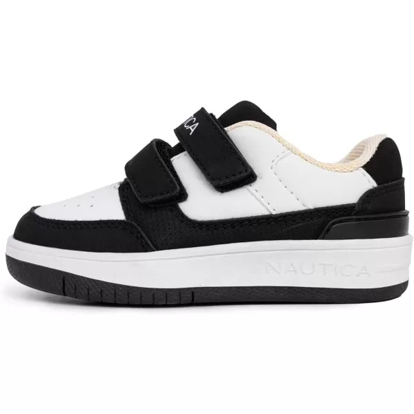 Nautica Kids Double Strap Sneakers  Casual Athletic Shoes for Boys and Girls  Durable and Comfortable Fit for Toddlers and Little KidsWhite Blackgrosvenor