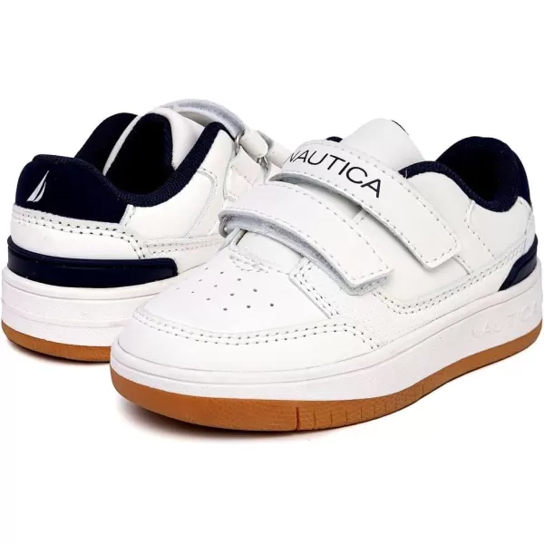 Nautica Kids Double Strap Sneakers  Casual Athletic Shoes for Boys and Girls  Durable and Comfortable Fit for Toddlers and Little KidsWhite Navygrosvenor