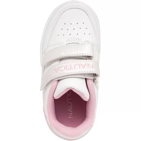 Nautica Kids Double Strap Sneakers  Casual Athletic Shoes for Boys and Girls  Durable and Comfortable Fit for Toddlers and Little KidsWhite Pink