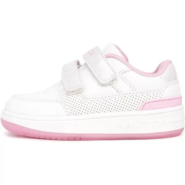 Nautica Kids Double Strap Sneakers  Casual Athletic Shoes for Boys and Girls  Durable and Comfortable Fit for Toddlers and Little KidsWhite Pink