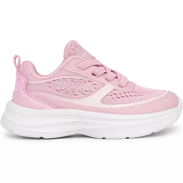 Nautica Kids Laceup Sneakers for Boys and Girls  Jelly Sole Walking Shoes Athletic Running Shoes with Chunky Cushion Heel Technology Little KidBig KidPink White