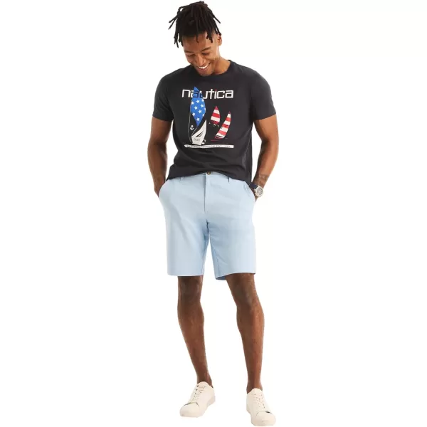 Nautica Mens Cotton Twill Flat Front Chino ShortCeruleanblue