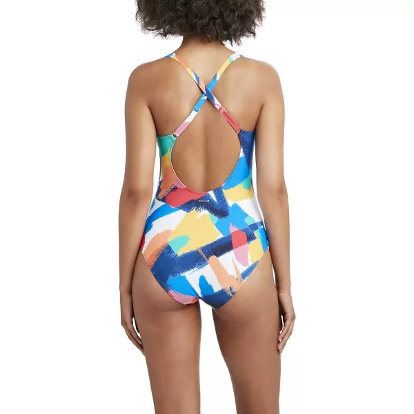 Nautica Womens Standard One Piece Swimsuit Crossback Tummy Control Quick Dry Removable Cup Adjustable Strap Bathing SuitMulti