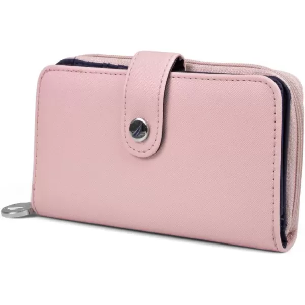 Nautica Be Shore Womens Wallet RFID Blocking Zip Around ClutchAloha Pink