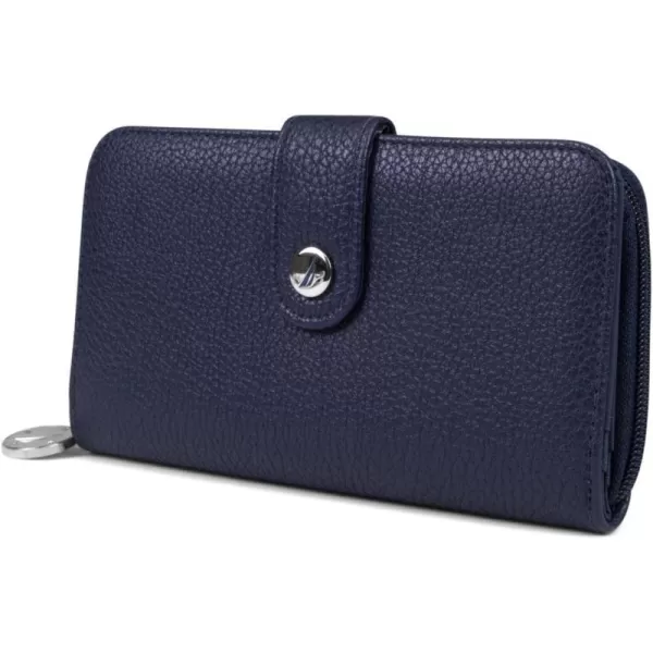 Nautica Be Shore Womens Wallet RFID Blocking Zip Around ClutchIndigo