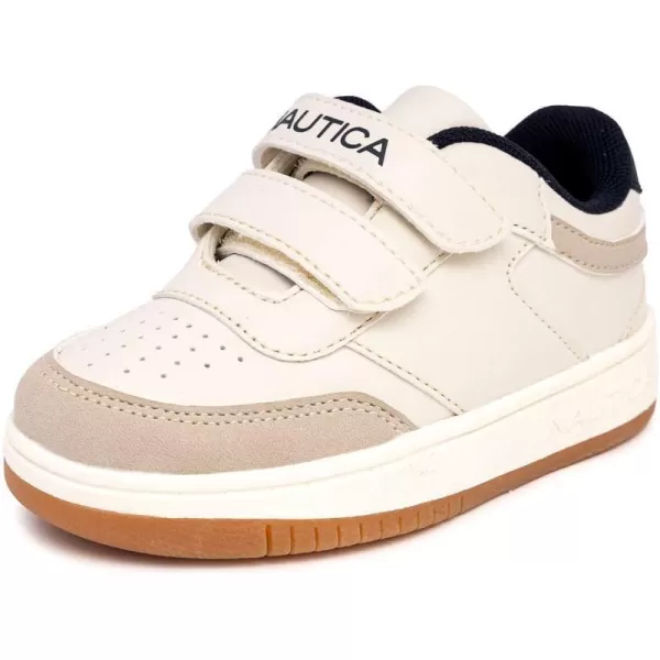 Nautica Kids Double Strap Sneakers  Casual Athletic Shoes for Boys and Girls  Durable and Comfortable Fit for Toddlers and Little KidsCream Navy