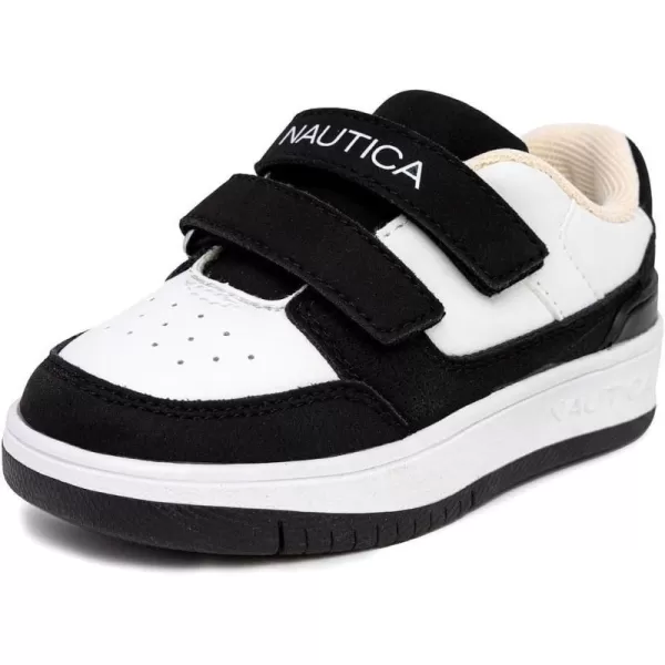 Nautica Kids Double Strap Sneakers  Casual Athletic Shoes for Boys and Girls  Durable and Comfortable Fit for Toddlers and Little KidsWhite Blackgrosvenor