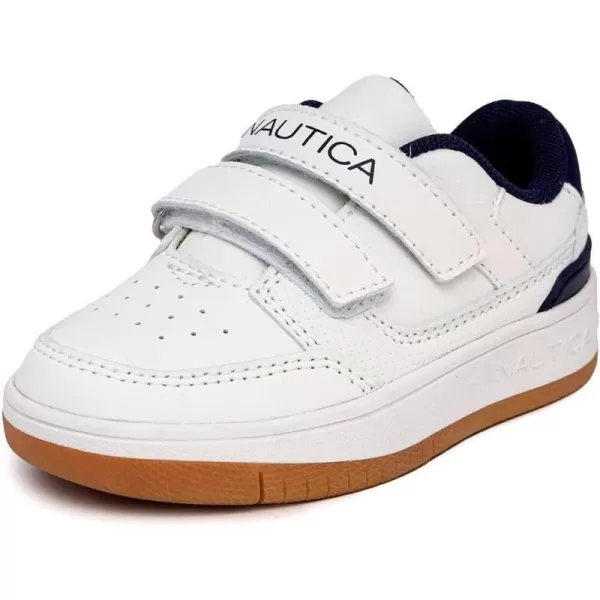 Nautica Kids Double Strap Sneakers  Casual Athletic Shoes for Boys and Girls  Durable and Comfortable Fit for Toddlers and Little KidsWhite Navygrosvenor