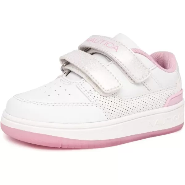 Nautica Kids Double Strap Sneakers  Casual Athletic Shoes for Boys and Girls  Durable and Comfortable Fit for Toddlers and Little KidsWhite Pink