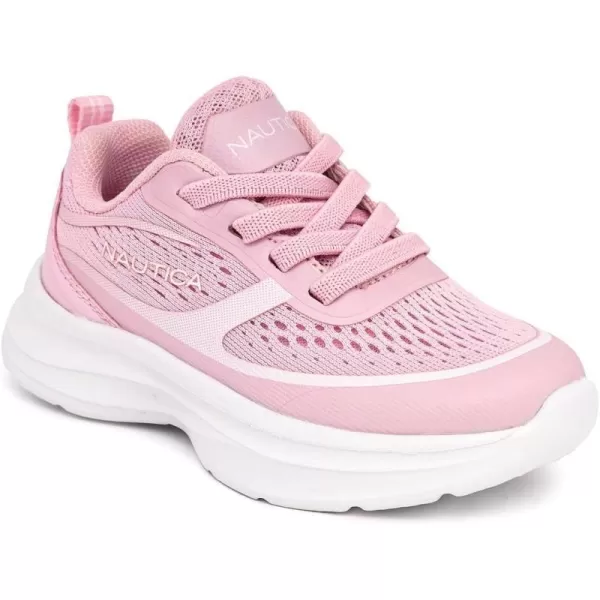 Nautica Kids Laceup Sneakers for Boys and Girls  Jelly Sole Walking Shoes Athletic Running Shoes with Chunky Cushion Heel Technology Little KidBig KidPink White