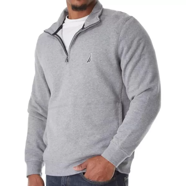 Nautica Mens Big and Tall Basic Long Sleeve 14 Zip Fleece SweatshirtStone Grey Heather