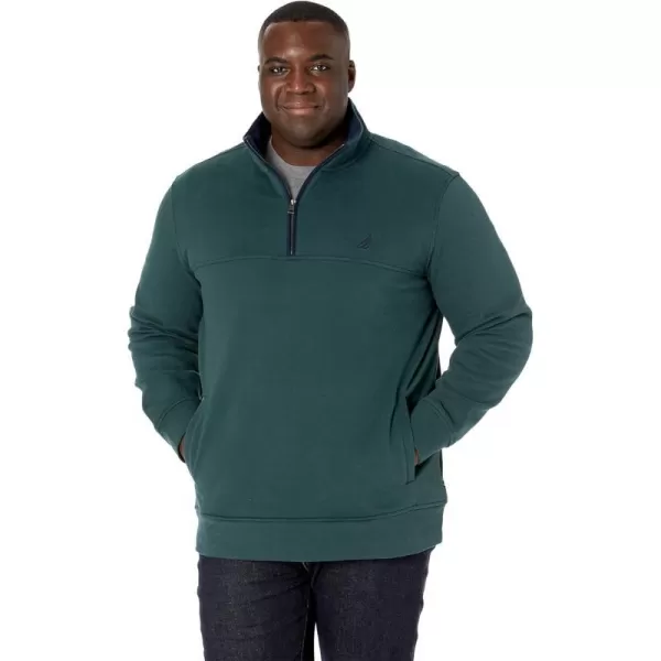 Nautica Mens Big and Tall QuarterZip Knit SweaterBayou Green