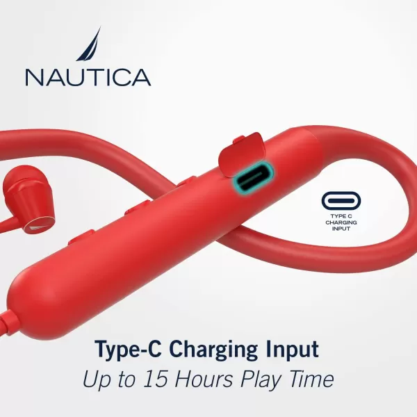 Nautica B310 Sport Wireless Bluetooth Earphones with TypeC Charging Cable Neckband Earphones Magnetic Earbuds Bluetooth v50 Earphones High Volume Levels Flexibility Portable Sweat Proof GrayRED