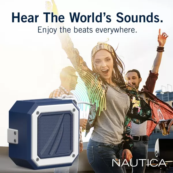 Nautica Bluetooth Portable Speaker Waterproof Wireless Speaker Outdoor Speaker Bluetooth Patio Speakers Loud Sound Clear Audio USB Drive 15Hour Playtime Off WhiteICE BlueNAVYWHITE