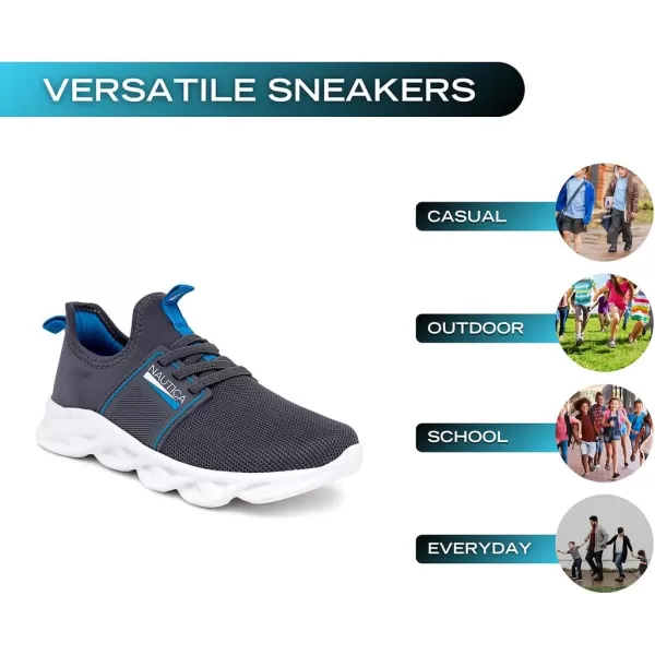Nautica Kids Sneaker Athletic SlipOn Bungee Running ShoesBoy  GirlBig KidLittle KidToddler  NeaveKappilGrey Blue