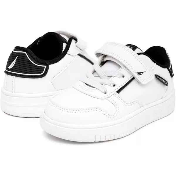 Nautica Kids Sneakers with Adjustable Strap and Bungee Straps  Comfortable Casual Shoes for Boys and Girls ToddlerLittle KidWhite Blackalmiana