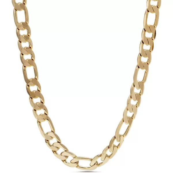 Nautica 14K Gold Plated Brass Necklace  Figaro Flat Link Curb Chain Necklace for Men and Women13 mm