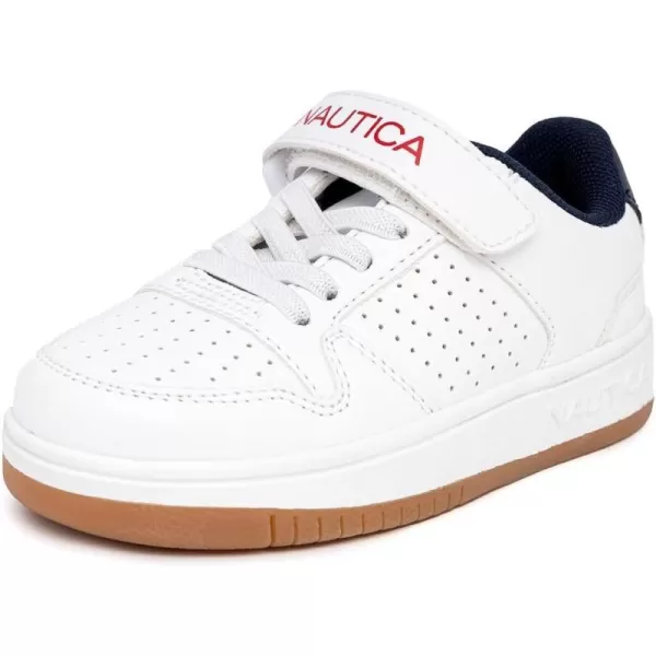 Nautica Kids Sneakers with Adjustable Strap and Bungee Straps  Comfortable Casual Shoes for Boys and Girls ToddlerLittle KidAmericana Gum