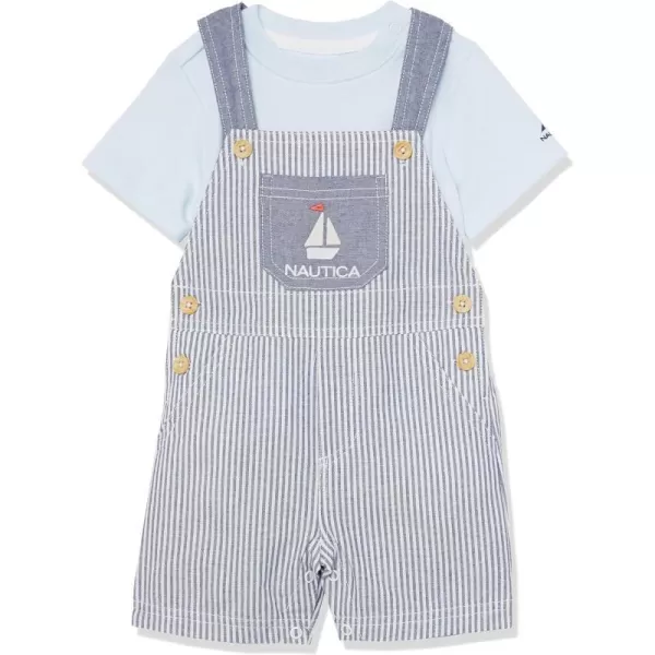 Nautica Sets KHQ boys Nautica 2 Piece Shortall SetStripe  Blue