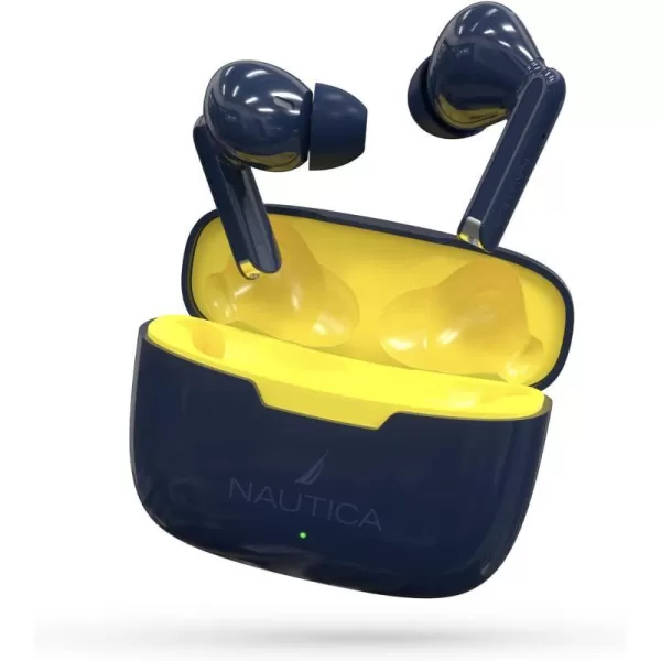 Nautica T200 True Wireless Stereo Earbuds Bluetooth v51 TWS inEar Earphones with Builtin Mic Wireless Bluetooth Earbuds with Charging Case Intelligent Touch control Ergonomic design  SweatProofNAVYYELLOW