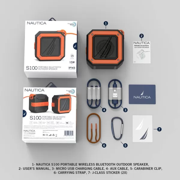 Nautica Bluetooth Portable Speaker Waterproof Wireless Speaker Outdoor Speaker Bluetooth Patio Speakers Loud Sound Clear Audio USB Drive 15Hour Playtime Off WhiteICE BlueBLACKBLACK