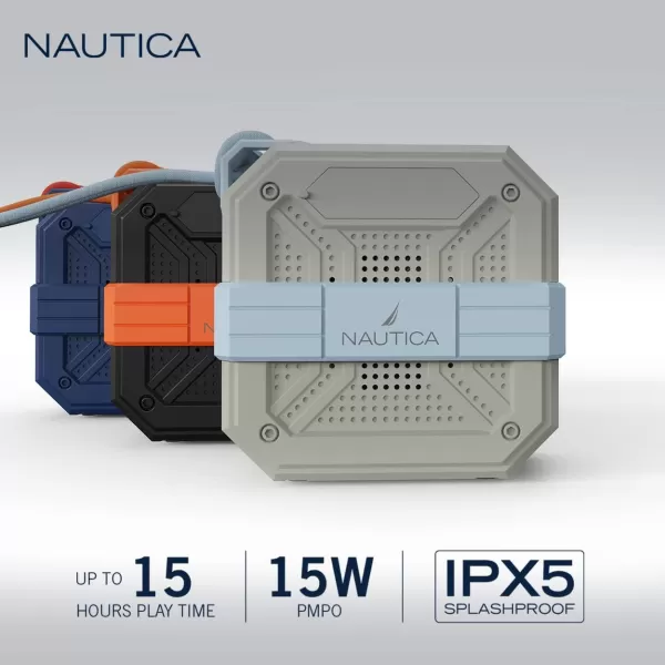 Nautica Bluetooth Portable Speaker Waterproof Wireless Speaker Outdoor Speaker Bluetooth Patio Speakers Loud Sound Clear Audio USB Drive 15Hour Playtime Off WhiteICE BlueBLACKBLACK