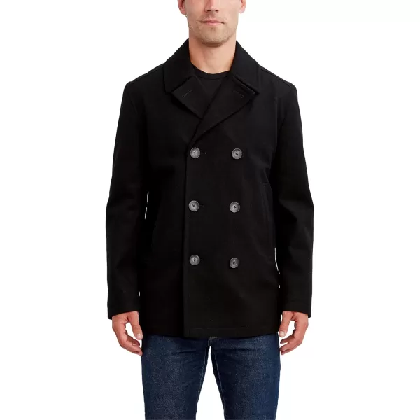 Nautica Mens Classic Double Breasted PeacoatVintage Black